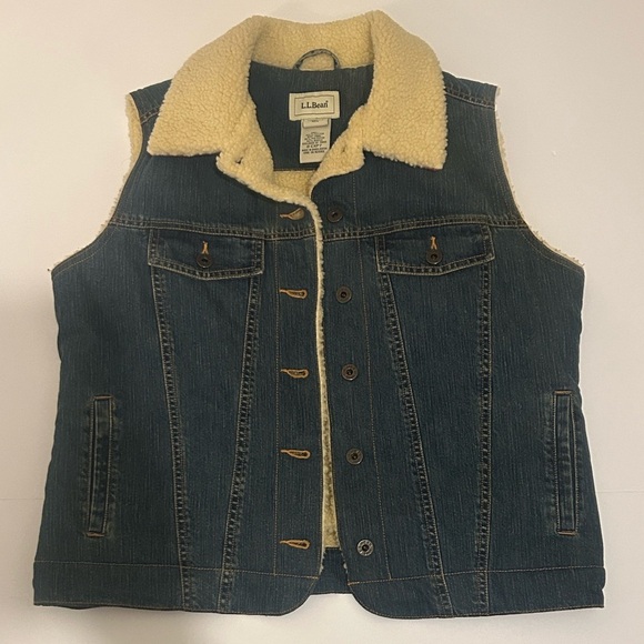 L.L. Bean Other - L.L. Bean Blue Denim Vest with Cream Lining